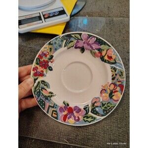 Gibson Housewares Floral Saucer 6” China Colorful Pattern Dishwasher Safe